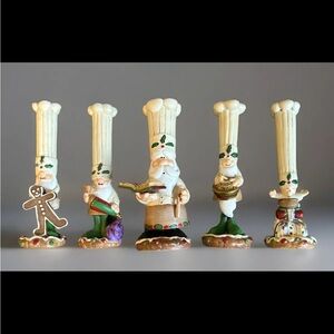 Lot J Adams Studio Tall Hat Christmas Baker Figurines Santa & Elves Cookies 4.5”